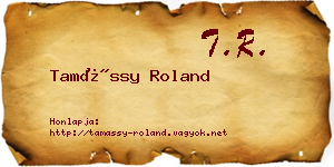 Tamássy Roland névjegykártya