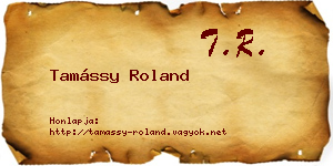Tamássy Roland névjegykártya